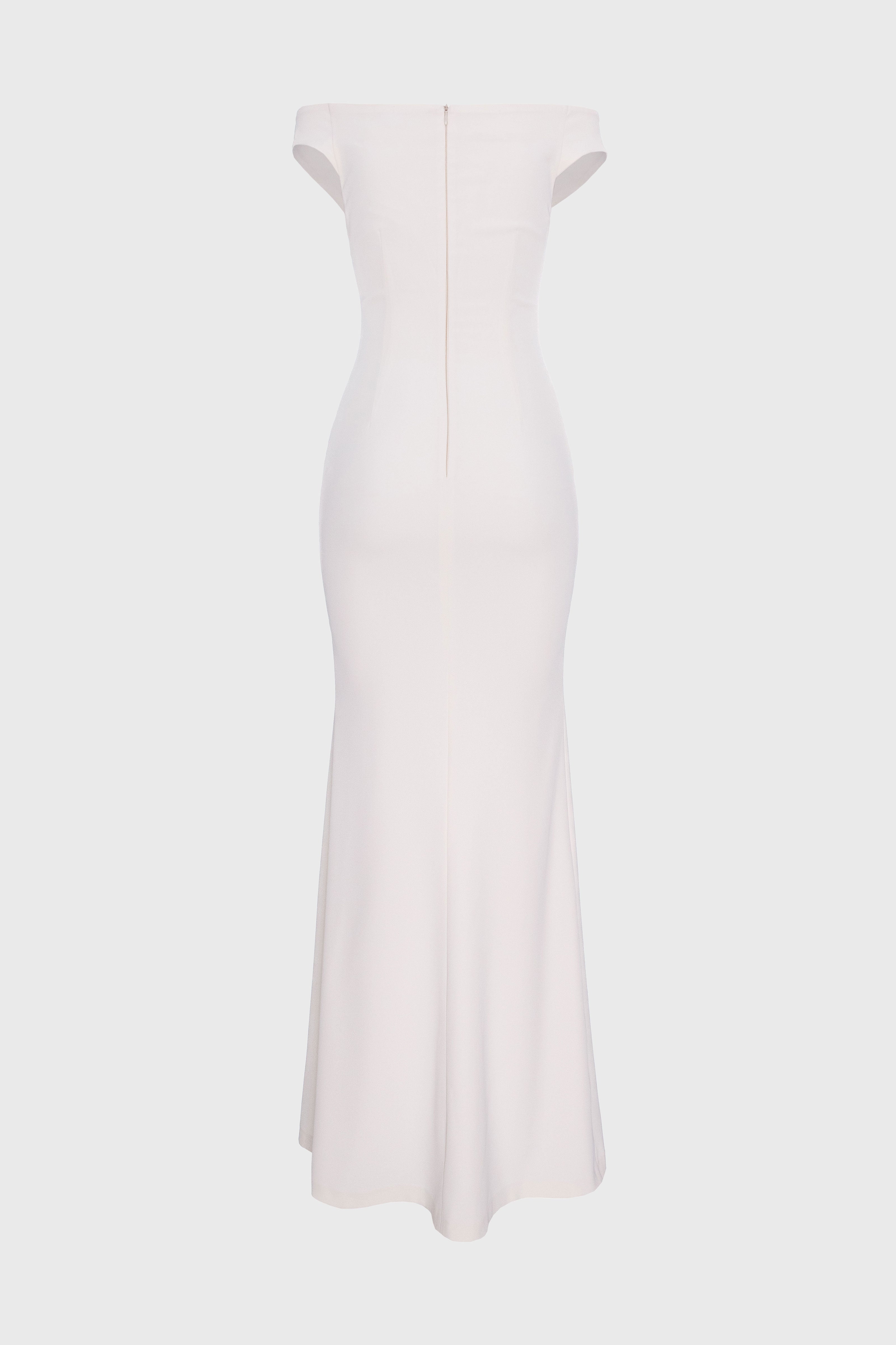 Rochie alba lunga cu decolteu Ivy