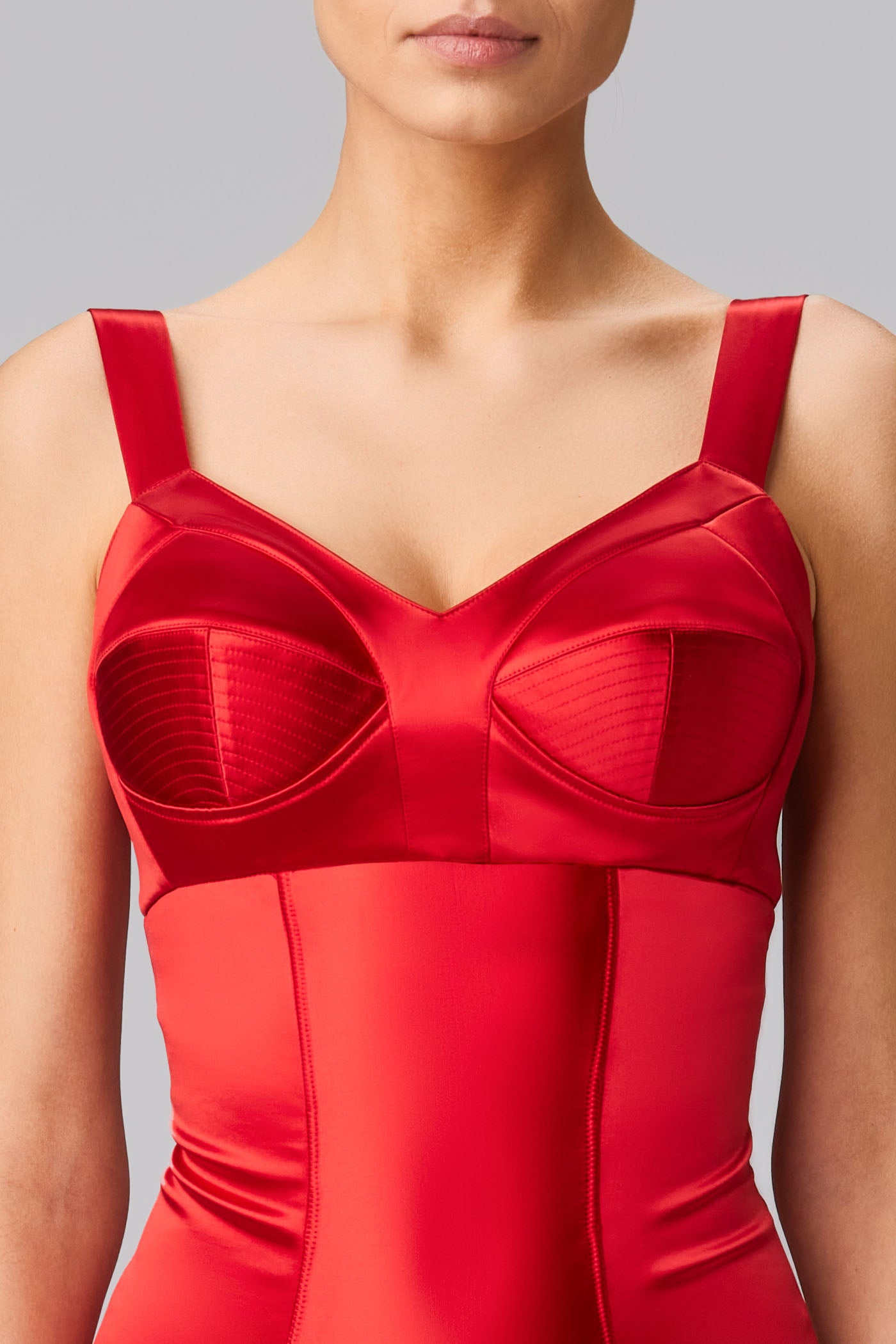 Satin Sculpt Bodysuit Red