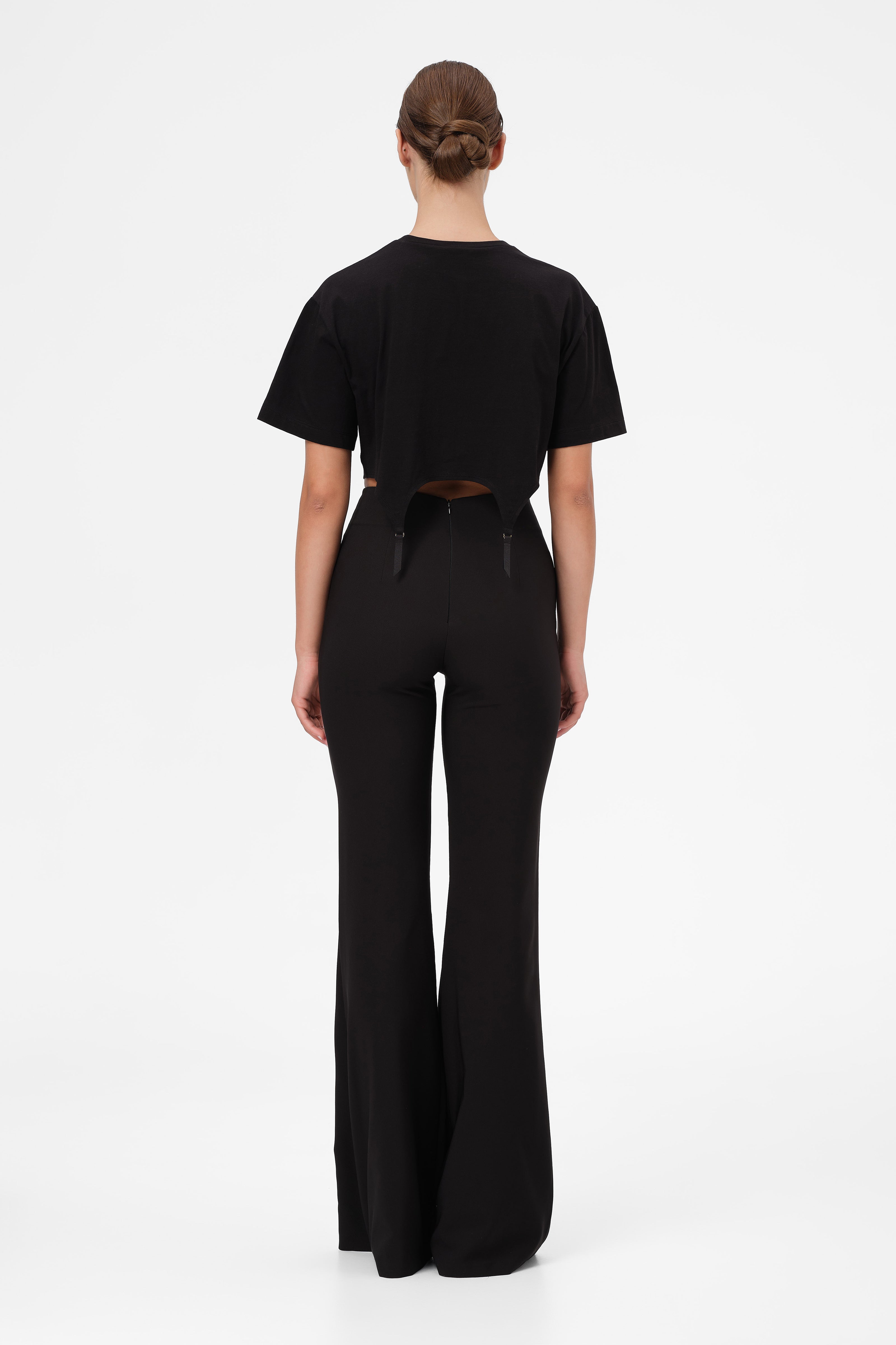 Garter Cropped T-Shirt Black