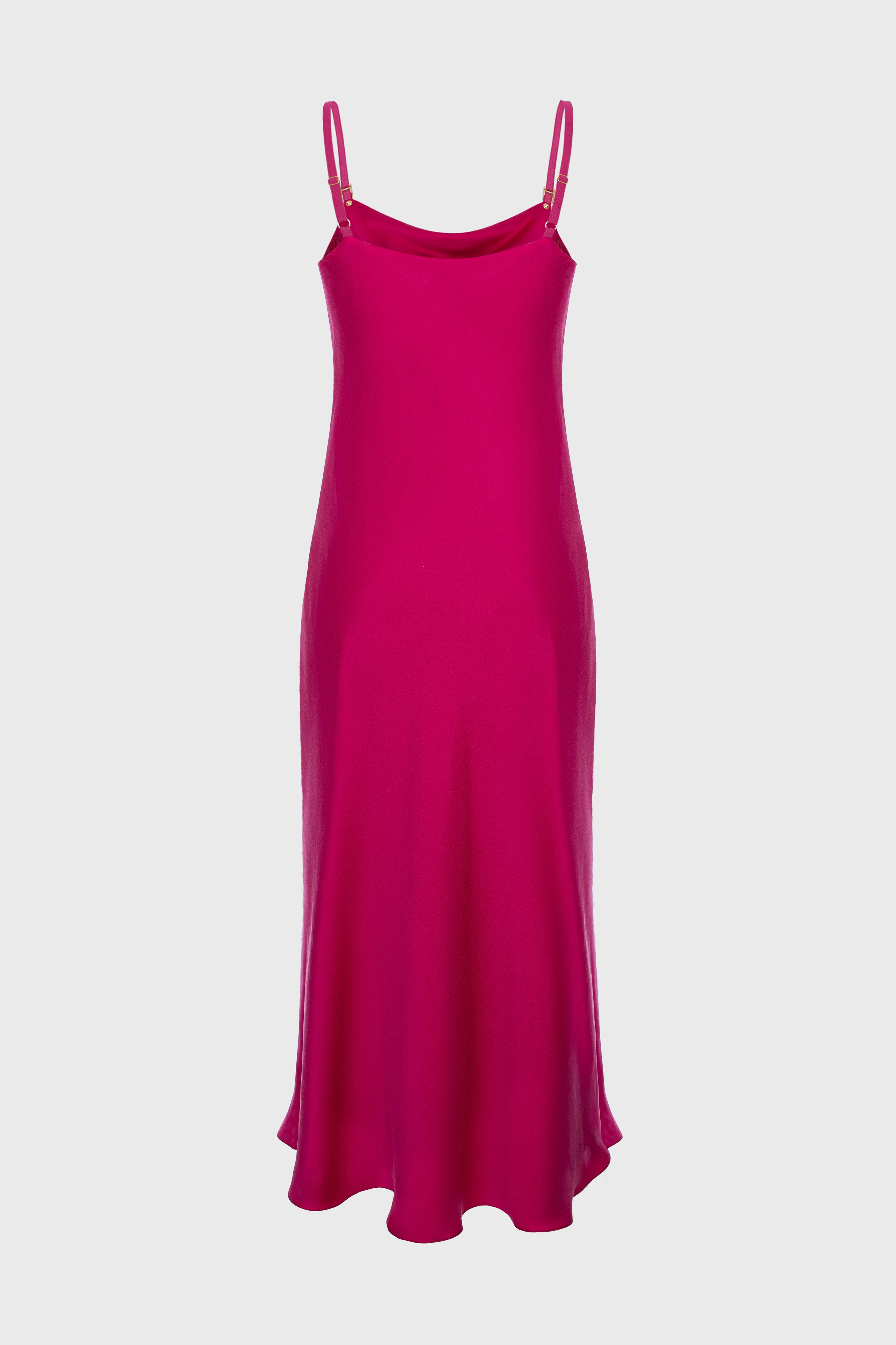 Rochie roz intens midi din matase naturala Slip