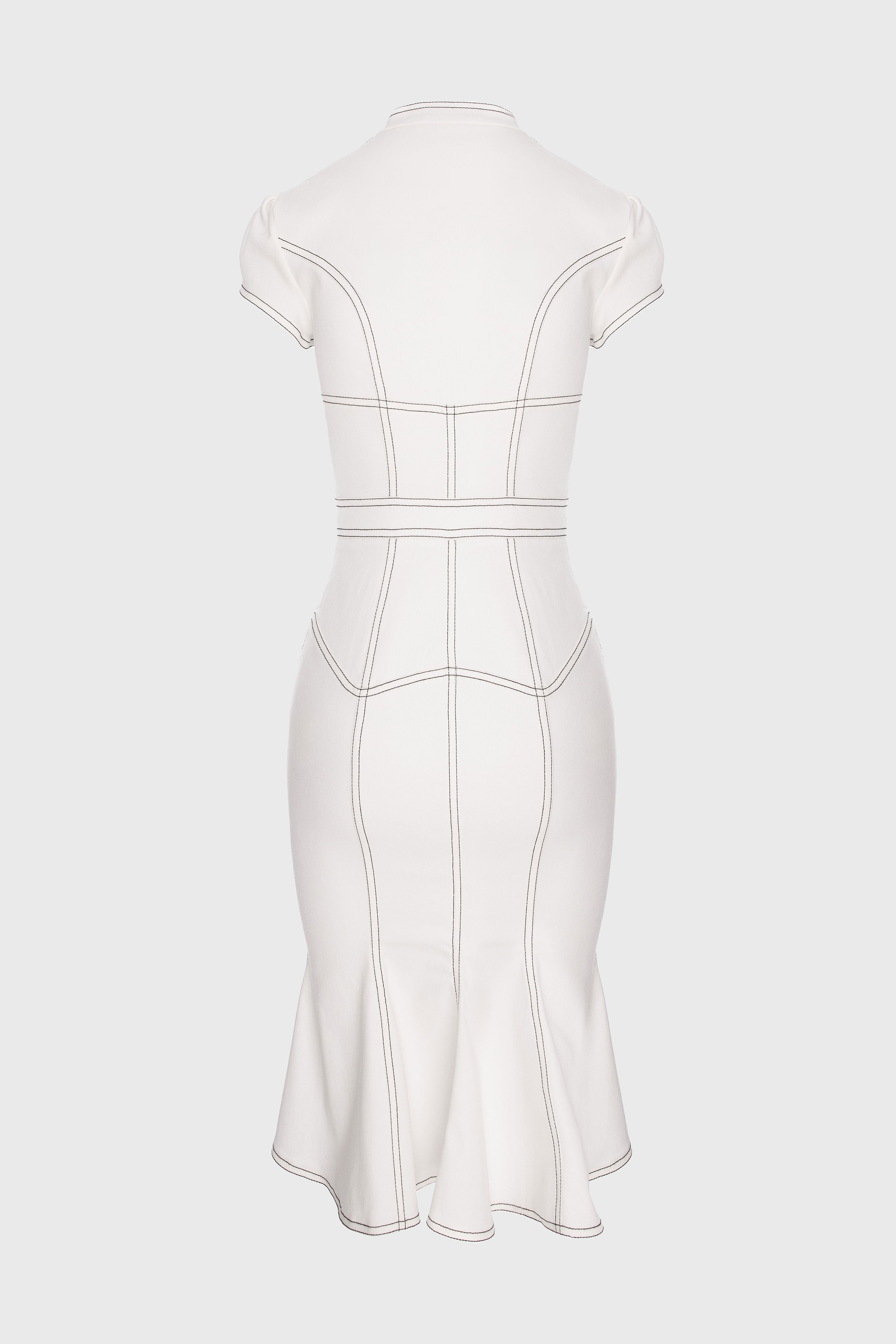 Underline Denim Dress White