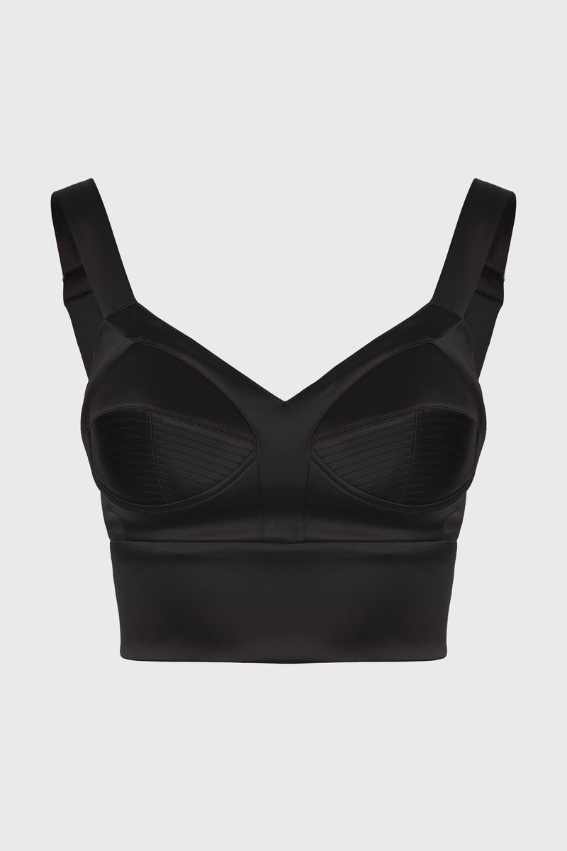 Satin Sculpt Bra Top Black