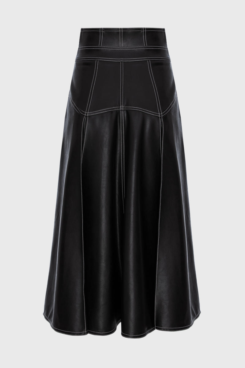 Underline Eco Leather Skirt Black