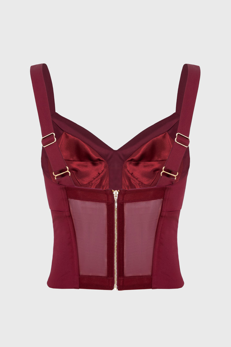 Satin Sculpt Corset Wine