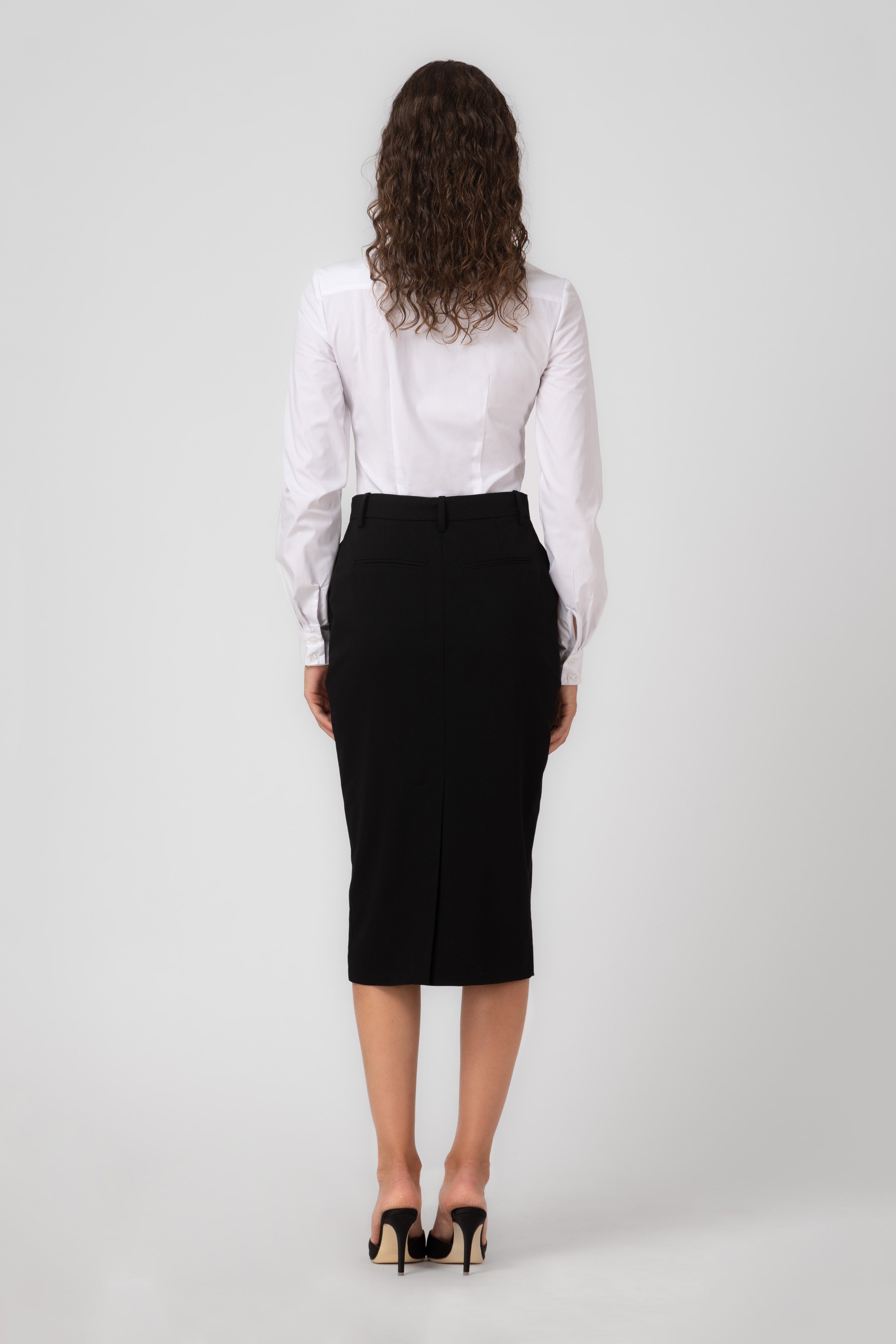 Fusta neagra midi clasica lana Formal
