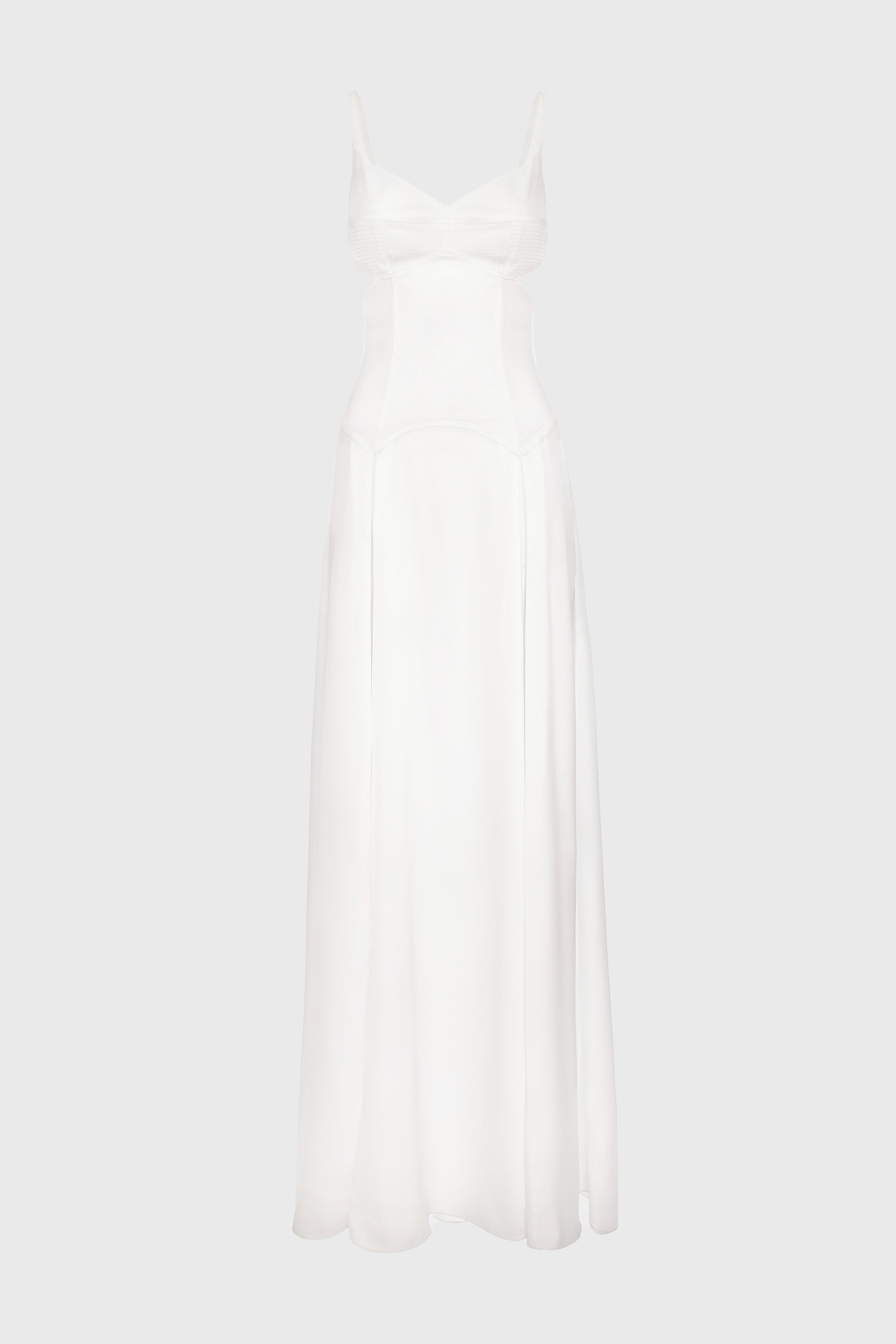 Rochie alba lunga din satin Escapade