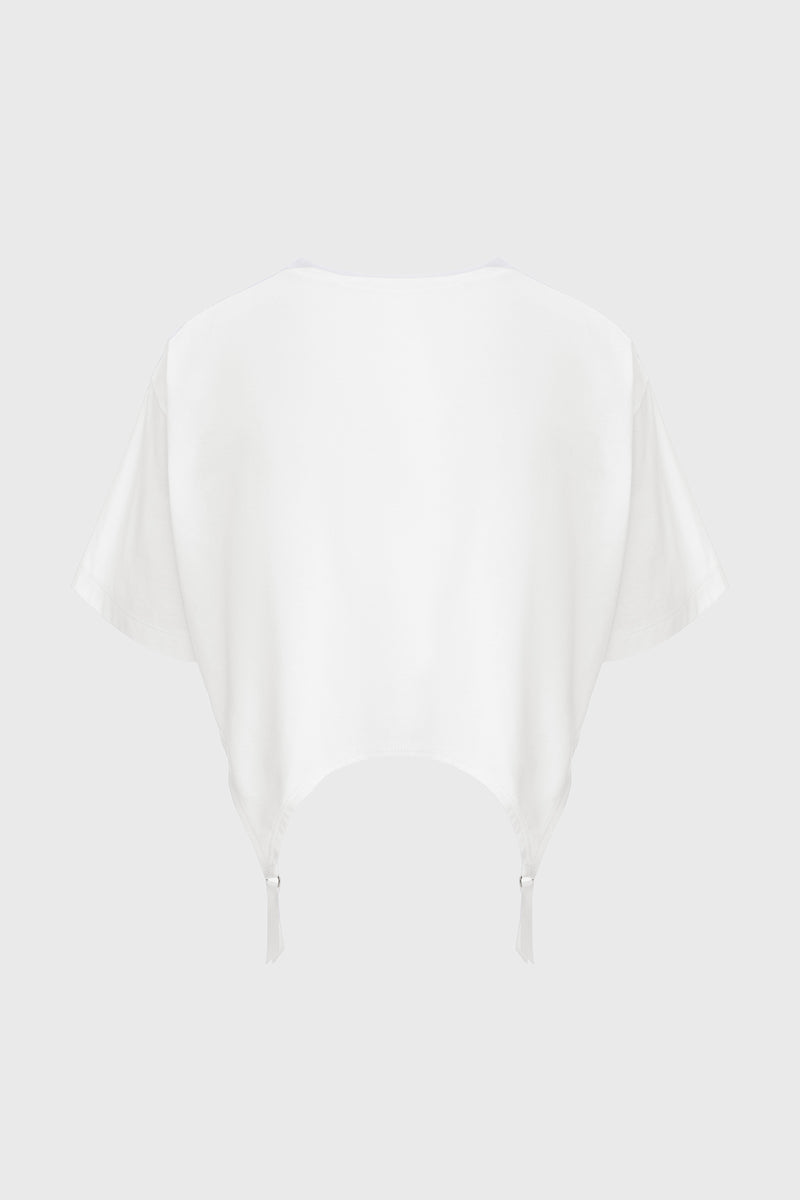 Garter Cropped T-Shirt White