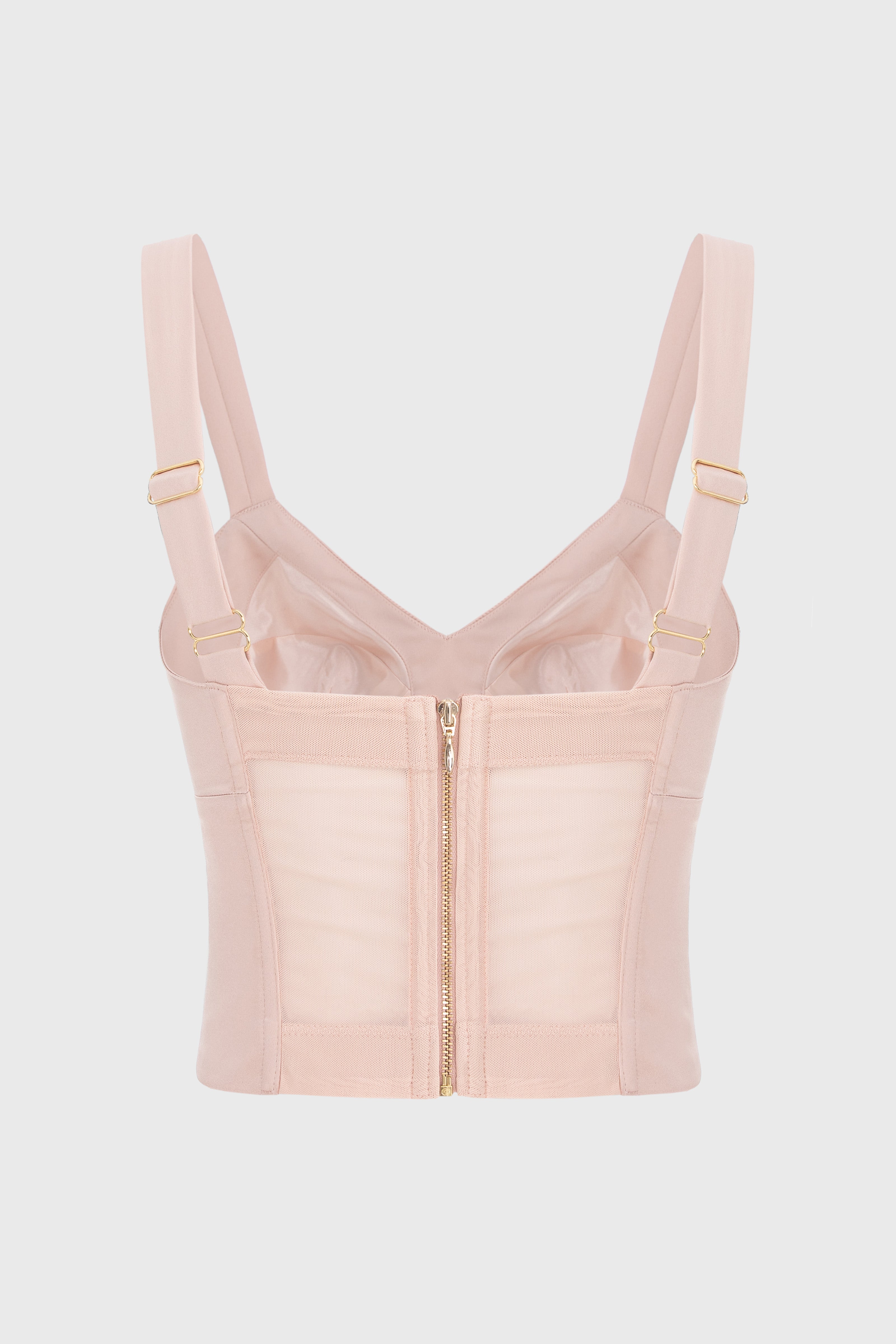 Corset roz pudrat din satin cu cupe Sculpt