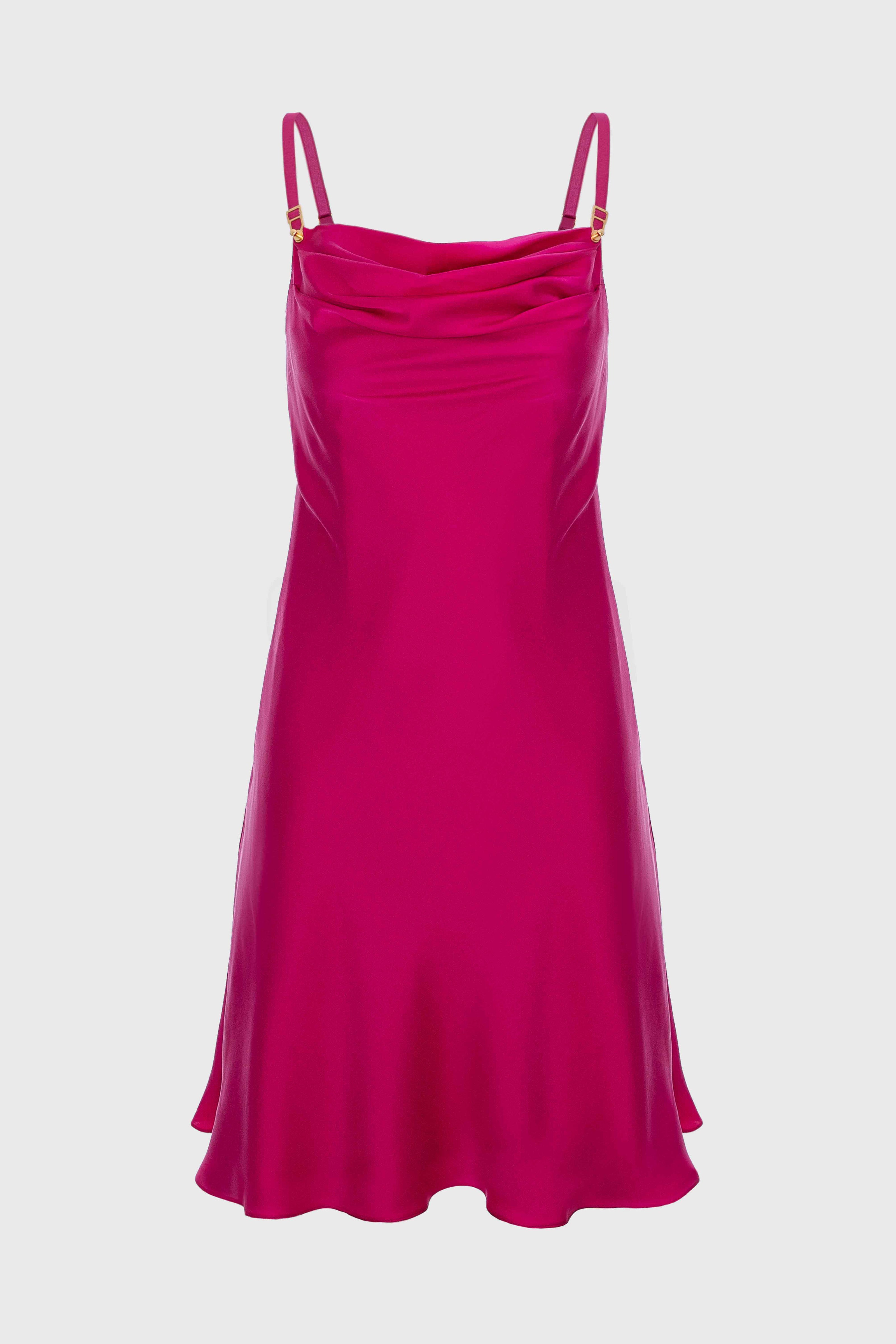 Rochie roz intens mini din matase naturala Slip