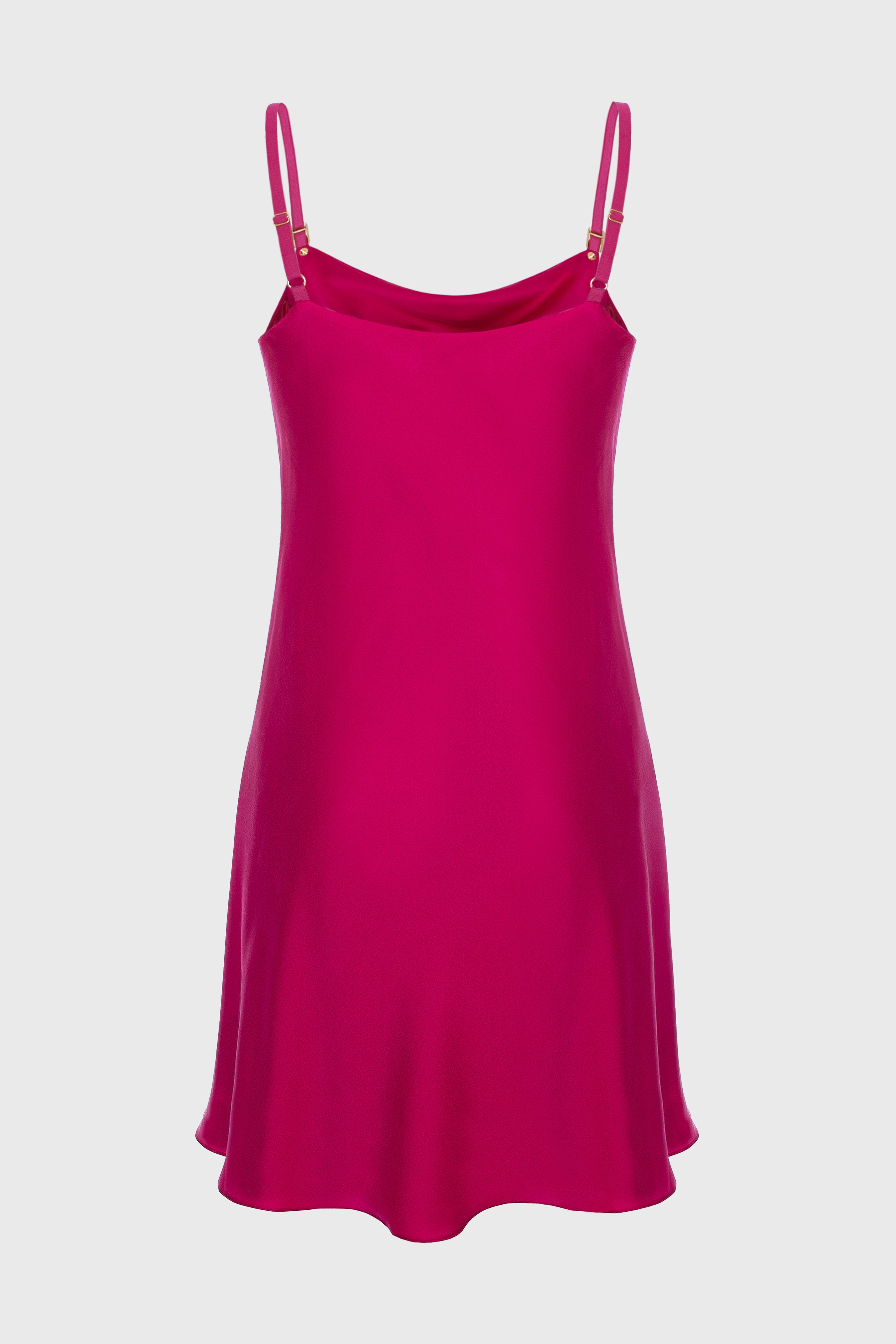 Rochie roz intens mini din matase naturala Slip