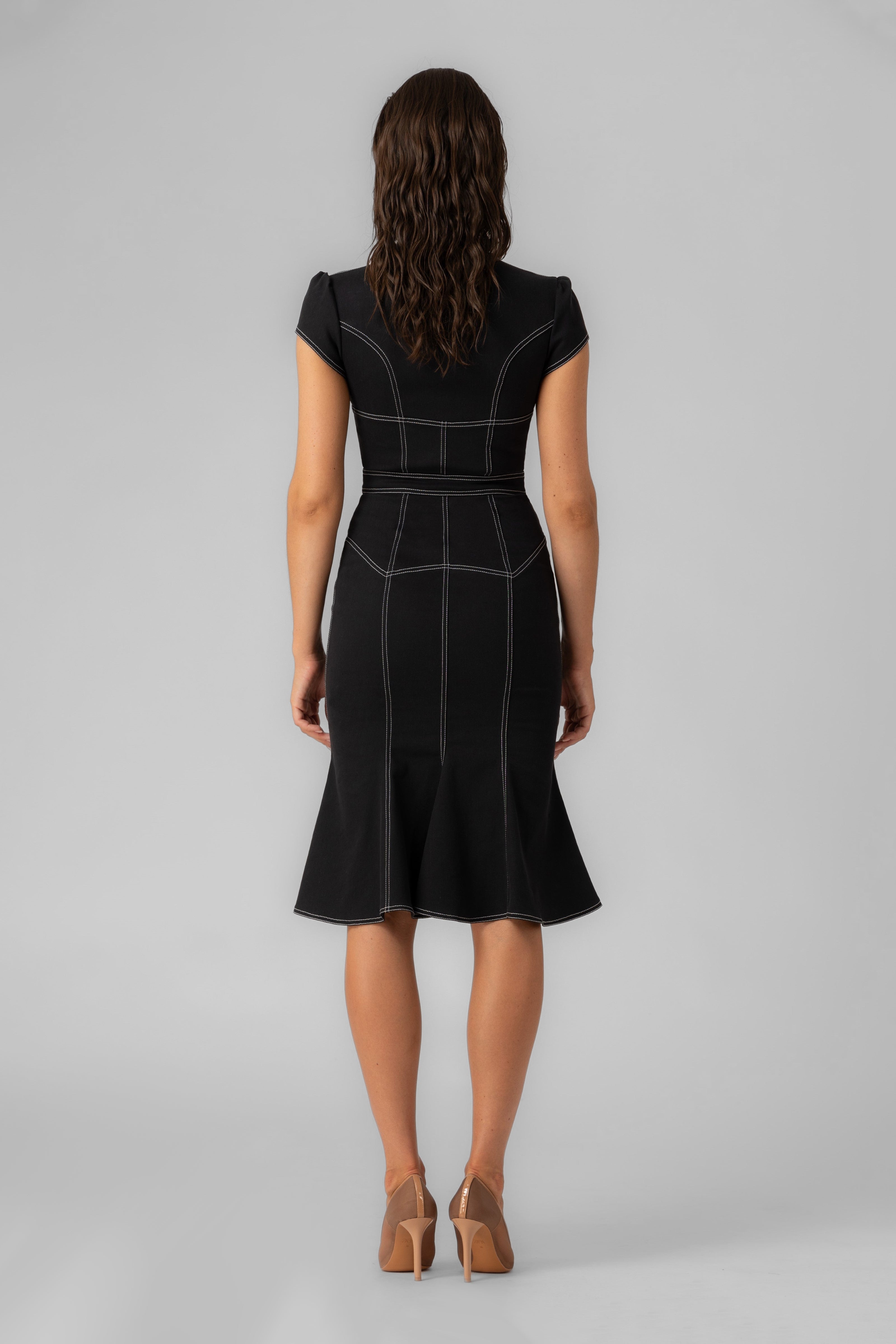 Underline Denim Dress Black