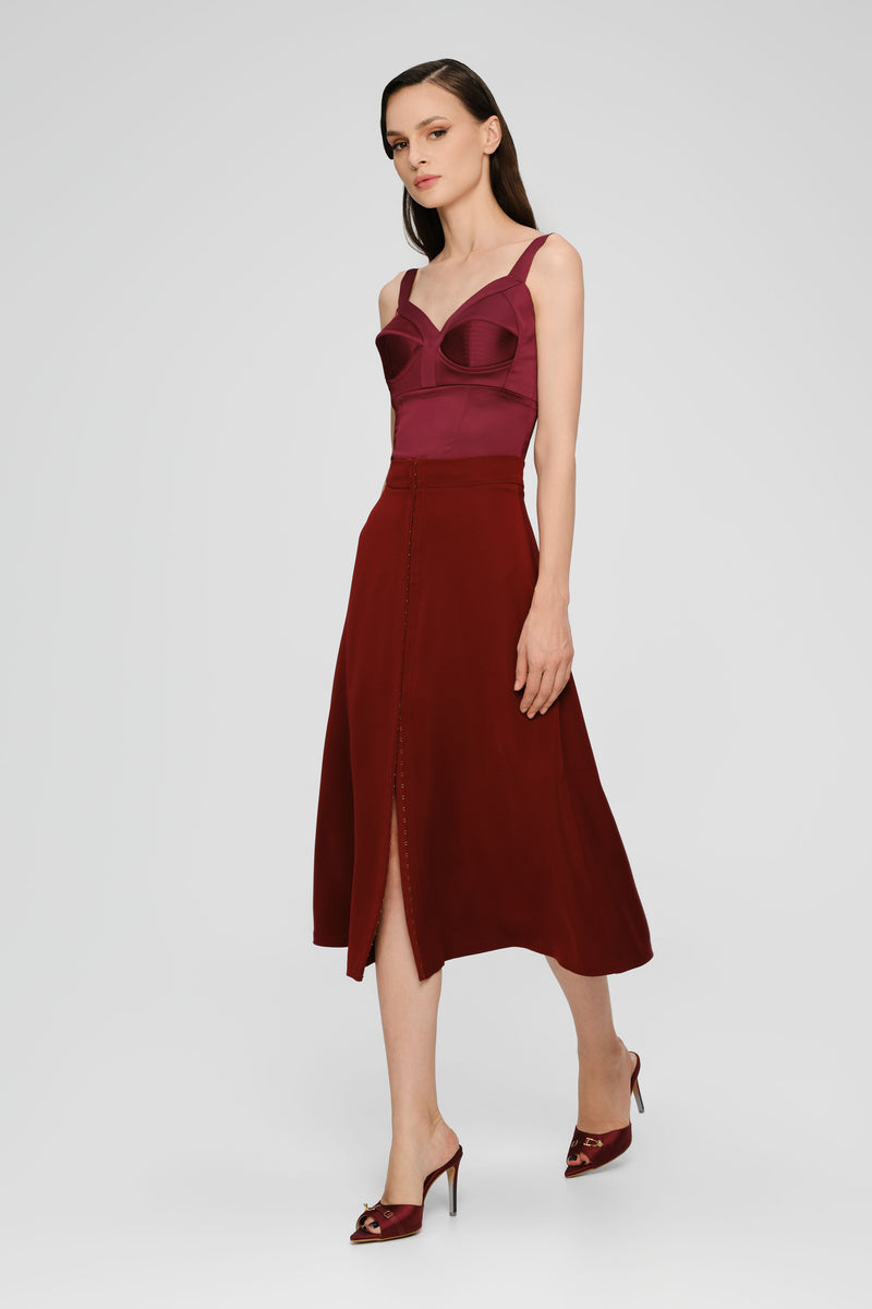 Satin Sculpt Corset Wine